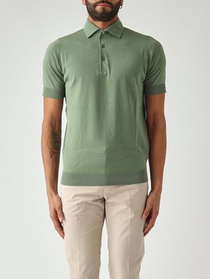 1. Men's crêpe cotton polo shirt Sage