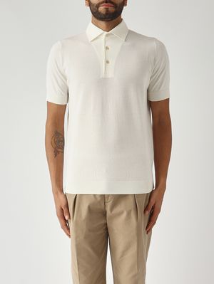 1. Men's crêpe cotton polo shirt Milk