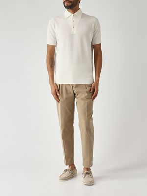 2. Men's crêpe cotton polo shirt Milk