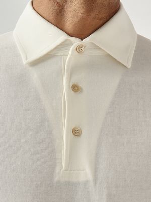 5. Men's crêpe cotton polo shirt Milk