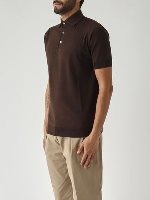 3. Polo uomo in crêpe di cotone Testa Di Moro
