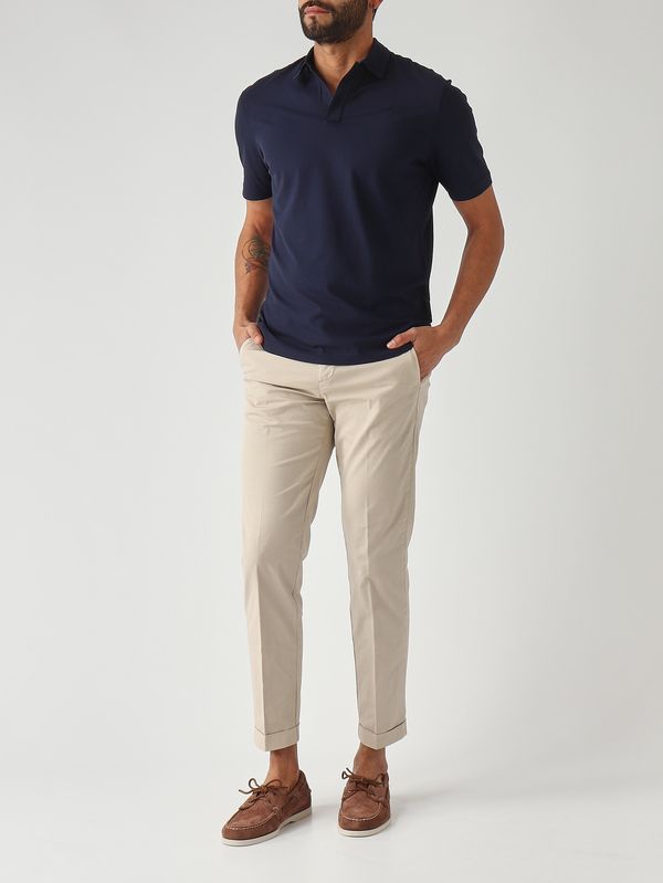 Filippo de Laurentiis Men's crêpe cotton polo shirt - Indigo