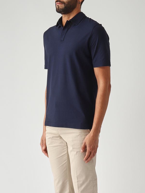 Filippo de Laurentiis Men's crêpe cotton polo shirt - Indigo