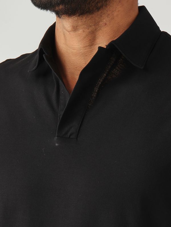 5. Polo uomo in crêpe di cotone Nero Filippo de Laurentiis plmcskitjcrepe