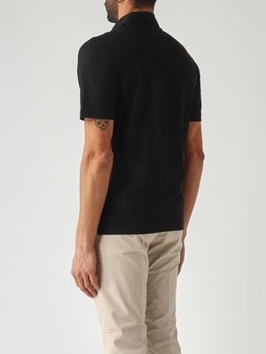 4. Polo uomo in crêpe di cotone Nero