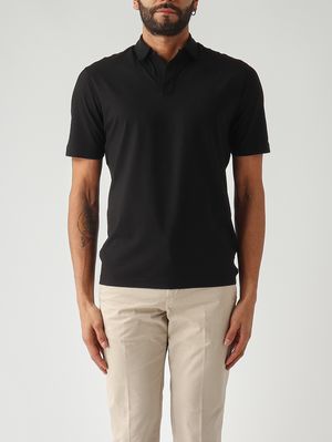 1. Polo uomo in crêpe di cotone Nero