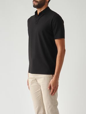 3. Polo uomo in crêpe di cotone Nero