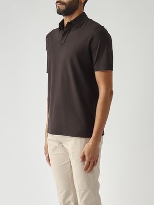 3. Polo uomo in crêpe di cotone Testa Di Moro