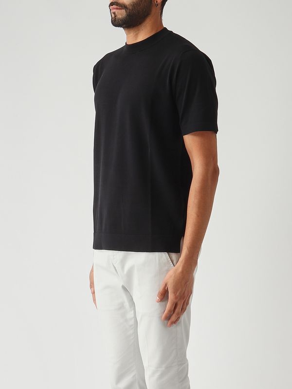 3. Maglia uomo in crêpe di cotone Nero Filippo de Laurentiis ts0mcovcr14r