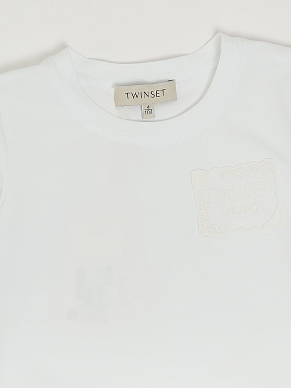 3. Robe pour fille en coton mélangé Blanc-Bleu Twinset 261gb2064