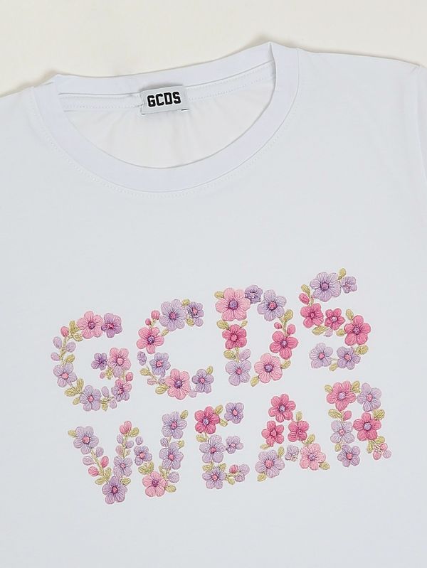 3. T-shirt bambina in cotone stretch Bianco GCDS c1gjqc576j336