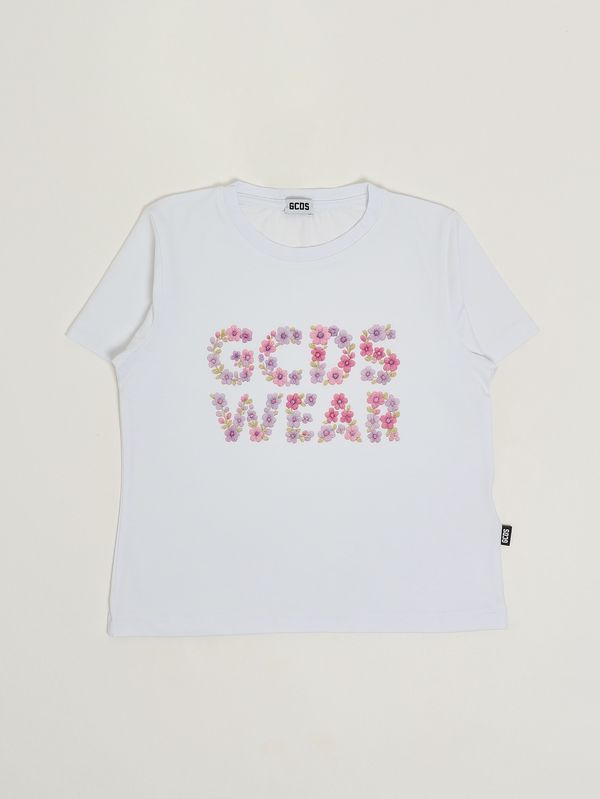 T-shirt bambina in cotone stretch Bianco GCDS