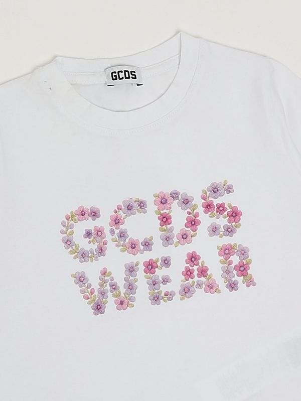 3. Camiseta de niña de algodón elástico. Blanco GCDS c1gkqc576j336