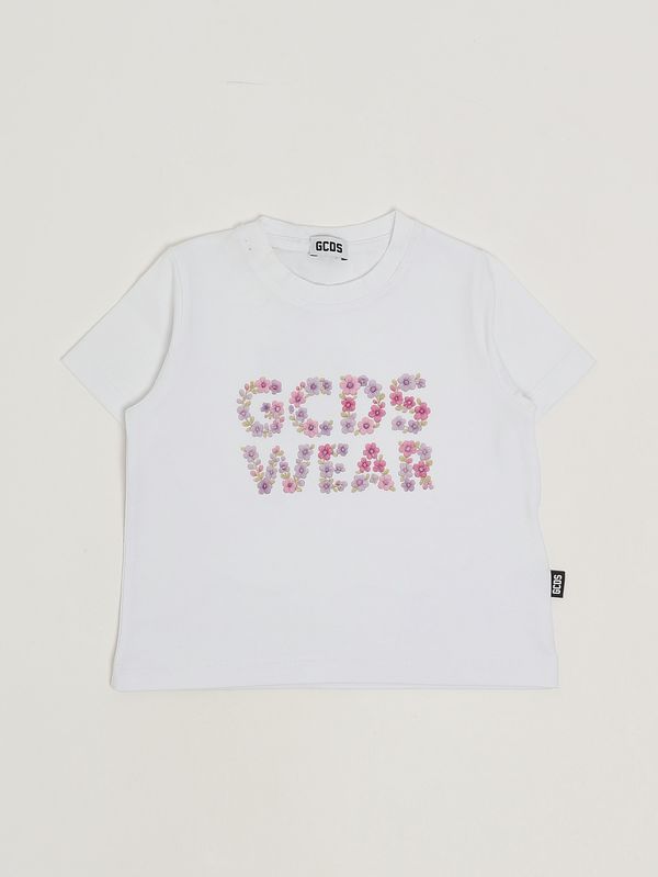 1. Camiseta de niña de algodón elástico. Blanco GCDS c1gkqc576j336