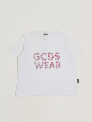 1. Camiseta de niña de algodón elástico. Blanco