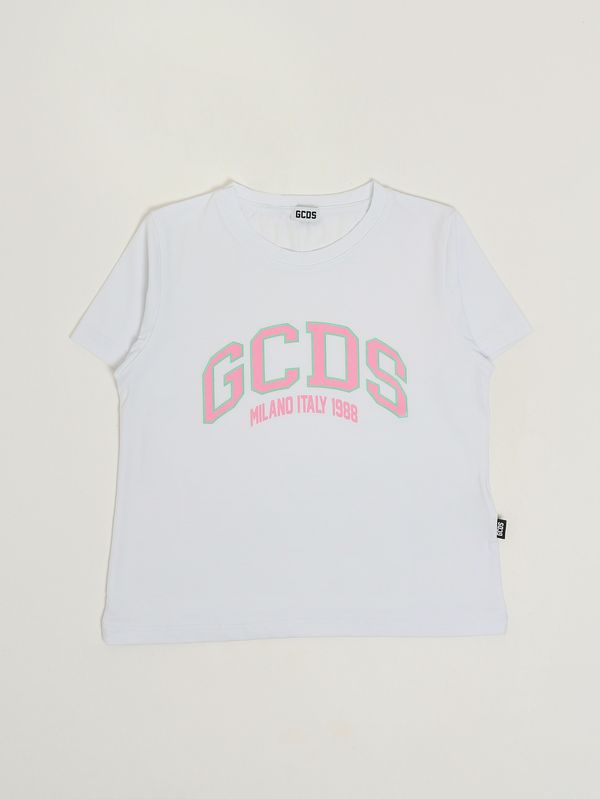 1. Mädchen-T-Shirt aus Stretch-Baumwolle Weiß GCDS c1gjqc541j336