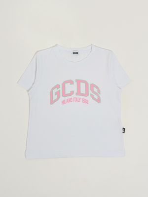 1. Mädchen-T-Shirt aus Stretch-Baumwolle Weiß