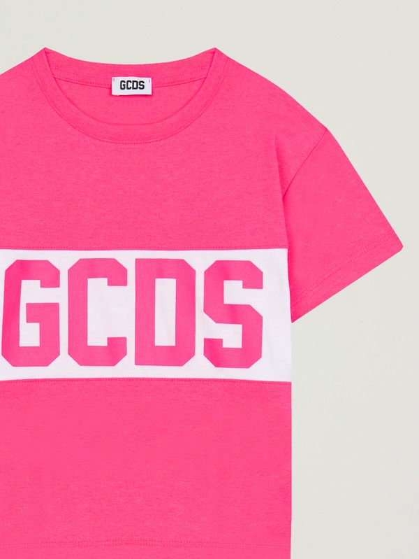 3. T-shirt bambina in cotone Fuxia-Bianco GCDS z0ujqc585j105