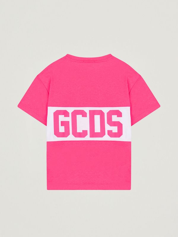 2. T-shirt bambina in cotone Fuxia-Bianco GCDS z0ujqc585j105