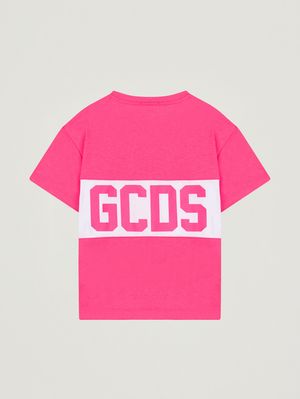 2. T-shirt bambina in cotone Fuxia-Bianco