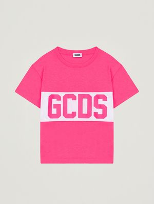 1. T-shirt bambina in cotone Fuxia-Bianco