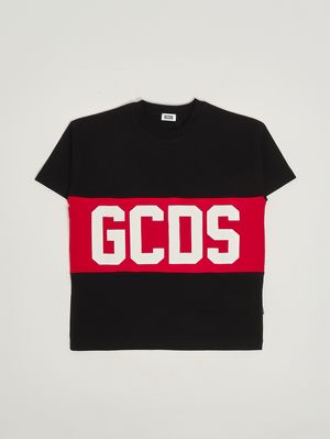 1. T-shirt bambina in cotone Nero-Rosso