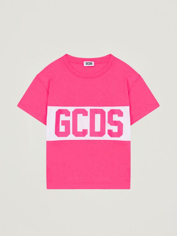 1. Girls' cotton T-shirt Fuchsia-White GCDS z0ukqc585j105