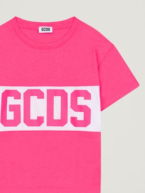 3. T-shirt bambina in cotone Fuxia-Bianco