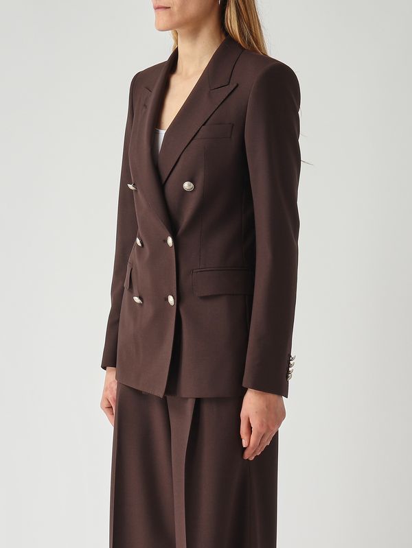 3. Blazer de mujer París en lana virgen elástica Marrón oscuro Tagliatore jparigi10b190043