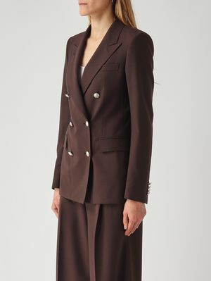 3. Blazer de mujer París en lana virgen elástica Marrón oscuro