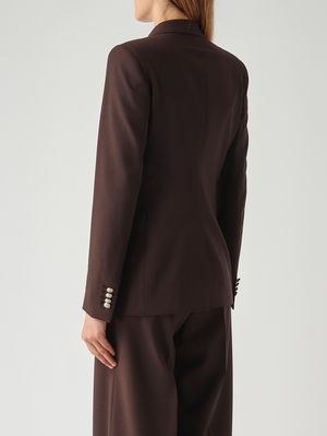 4. Blazer de mujer París en lana virgen elástica Marrón oscuro