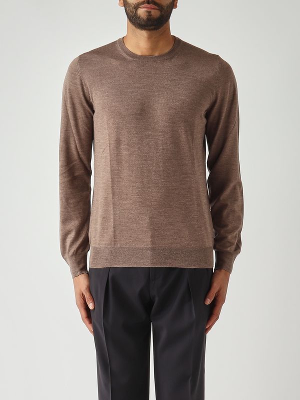 Herrenpullover aus einer Mischung aus Schurwolle und Seide Braun Gran Sasso