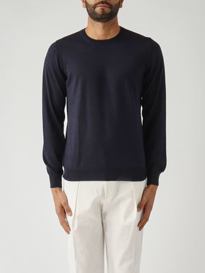 1. Jersey para hombre de mezcla de lana virgen y seda. Azul marino