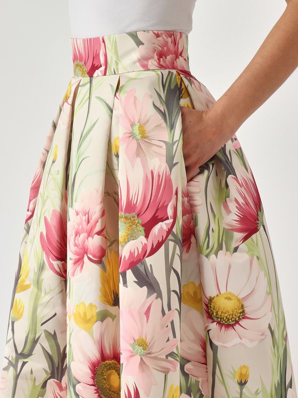 7. Gonna donna L.100 in tessuto duchesse effetto satin Floreale-Pastello Giada Curti gcr26g229