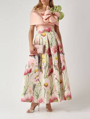 4. Gonna donna L.100 in tessuto duchesse effetto satin Floreale-Pastello