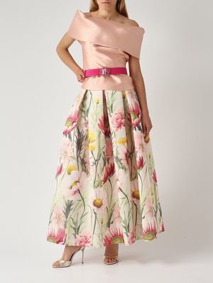 2. Gonna donna L.100 in tessuto duchesse effetto satin Floreale-Pastello
