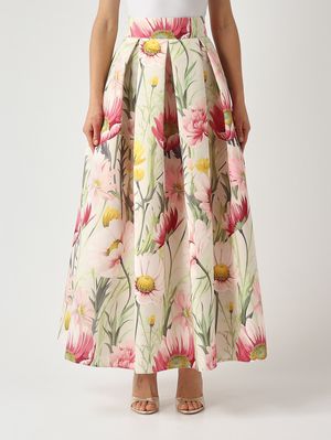 1. Gonna donna L.100 in tessuto duchesse effetto satin Floreale-Pastello
