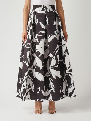 1. Gonna donna L.100 in tessuto duchesse effetto satin Nero-Avorio