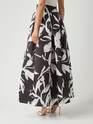 7. Gonna donna L.100 in tessuto duchesse effetto satin Nero-Avorio