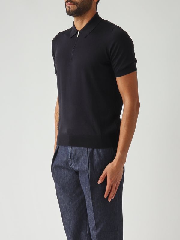 3. Polo para hombre de algodón y seda Azul marino Gran Sasso 4316616290