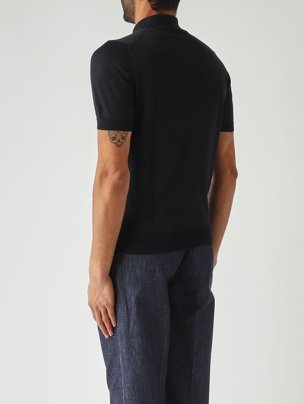 4. Polo para hombre de algodón y seda Azul marino Gran Sasso 4316616290