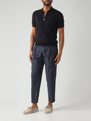 2. Polo para hombre de algodón y seda Azul marino