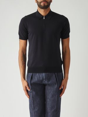 1. Polo para hombre de algodón y seda Azul marino