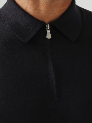 5. Polo para hombre de algodón y seda Azul marino