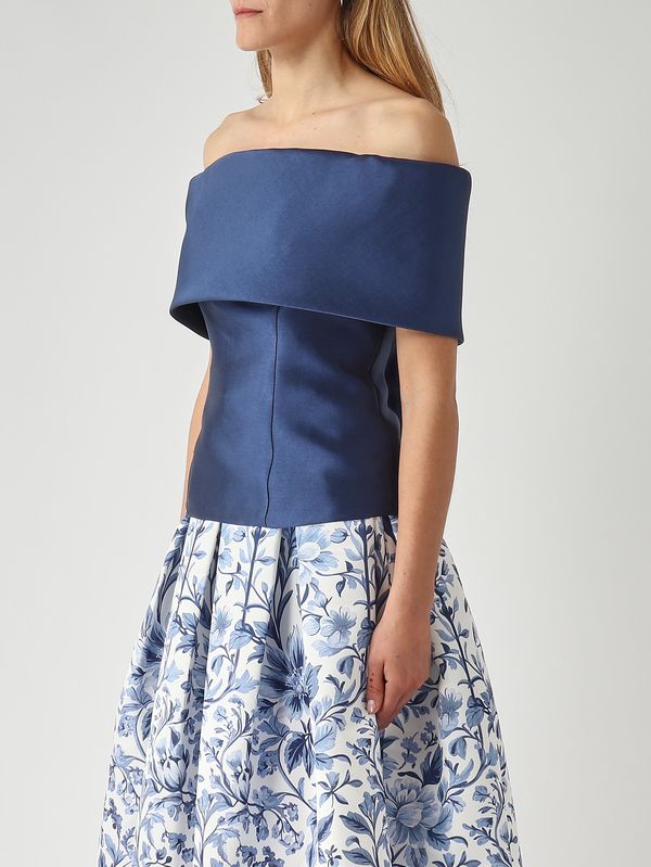 3. Haut femme en tissu effet mikado Bleu Nuit Giada Curti gcr26tr195