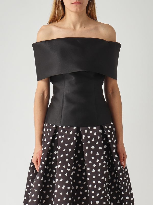 1. Top donna in tessuto effetto mikado Nero Giada Curti gcr26tr195