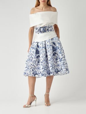 2. Women's top in mikado-effect fabric White