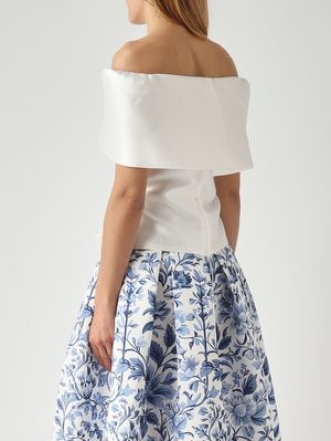 5. Women's top in mikado-effect fabric White