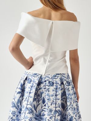 6. Women's top in mikado-effect fabric White