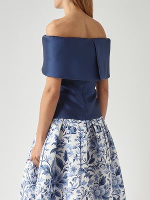 4. Haut femme en tissu effet mikado Bleu Nuit